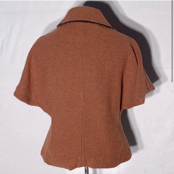 Iris Setlakwe Orange Wool Short Sleeve Button Up Blazer Jacket 8 - Picture 3 of 13